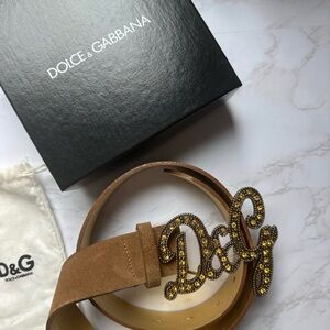 D&G Tan Belt with Gold Embellishments